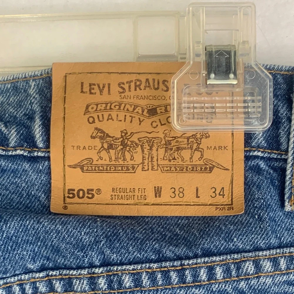 VTG Levi's 505 Jeans Mens 38x33 Blue Orange Tab Regular Straight Leg 1997